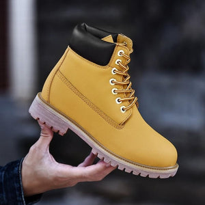 19 Winter Men Lover Boots Leather Outdoor Snow Ankle Boots Male Lace Up Anti-slip Booties British Martin Shoes Zapatos De Hombre