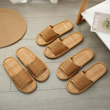 Load image into Gallery viewer, Couples four seasons breathable home indoor bamboo mat cool slippers female summer thick grass floor slippers men