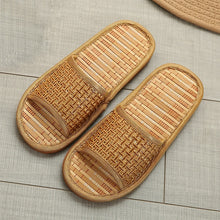 Load image into Gallery viewer, Couples four seasons breathable home indoor bamboo mat cool slippers female summer thick grass floor slippers men