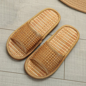 Couples four seasons breathable home indoor bamboo mat cool slippers female summer thick grass floor slippers men