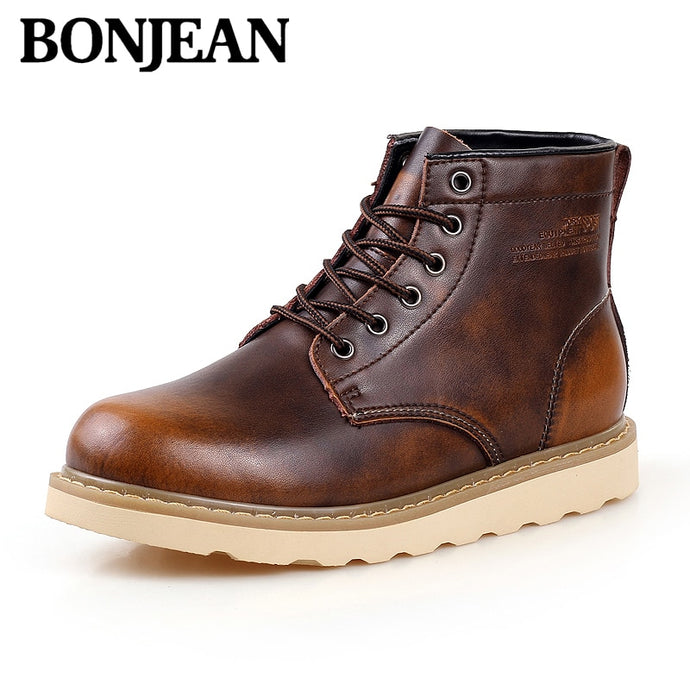 Leather Men Bootsbritish Style Men Casual Shoes Increase Soft Spring Autumn And Winter Man Shoes Ankle Boot Men Snow Shoe Work