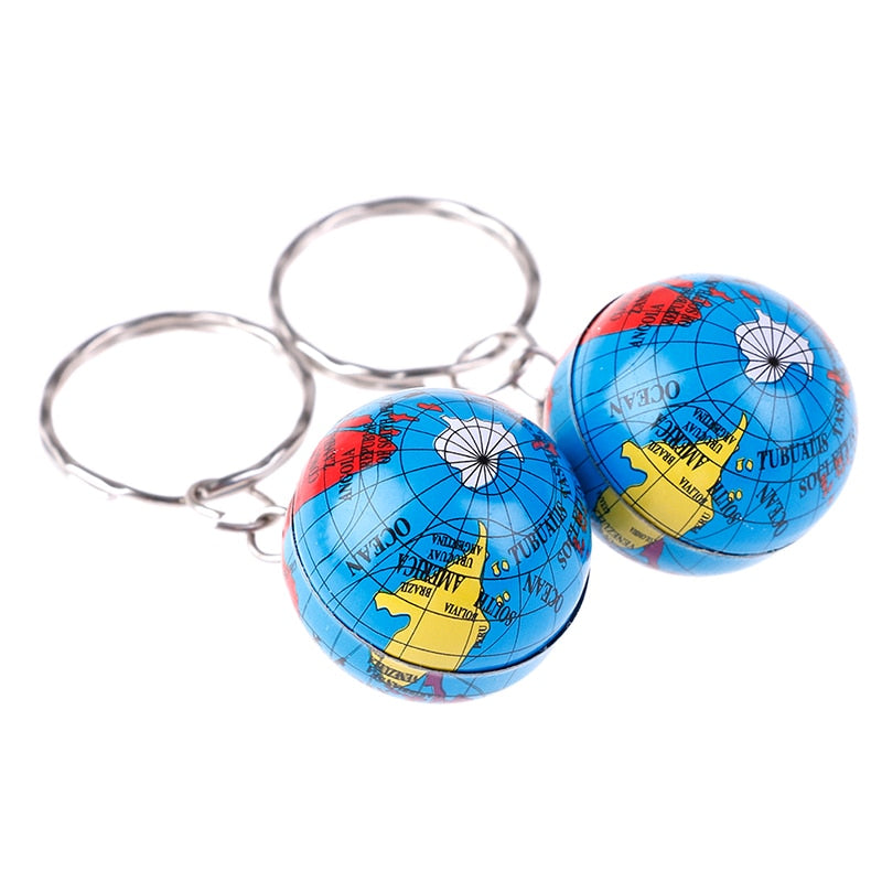 2Pcs Handmade World Map Planet Earth Geography Key Chain World Map Globe Keychain Jewelry Earth Globe Art Pendant Keychains Gift