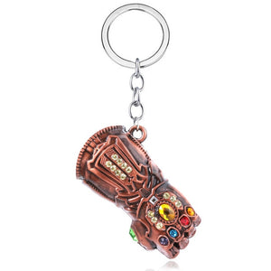 Avengers Iron Man Infinity Gauntlet Metal Keychain Thanos Infinite Power Gloves llaveros For Men Movie Fans Souvenir Jewelry