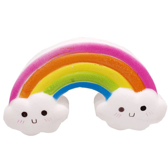 Jumbo Smiley Rainbow Squishy Slow Rising Simulation Bread Soft Scented Squeeze Toy Stress Relief Fun Collection for Kid Xmas Toy