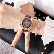 Load image into Gallery viewer, Luxury Brand Rose Gold Women Watch Fashion Casual Crystal Dress Wristwatch Leather Strap Quartz Watch Female Clock Reloj Mujer
