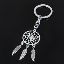 Load image into Gallery viewer, Natural stone Dreamcatcher Tassel pendant keyring  jewelry feather charm keychain for women