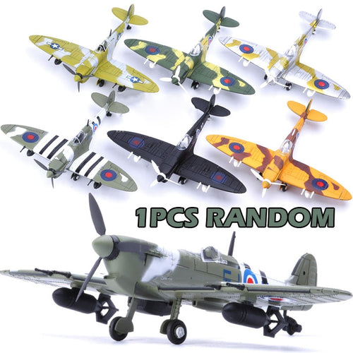1Pcs Random 22*18CM Assemble Fighter Model Toys Building Tool Sets Aircraft Diecast 1/48 Scale War-II Spitfire Gift for Boy